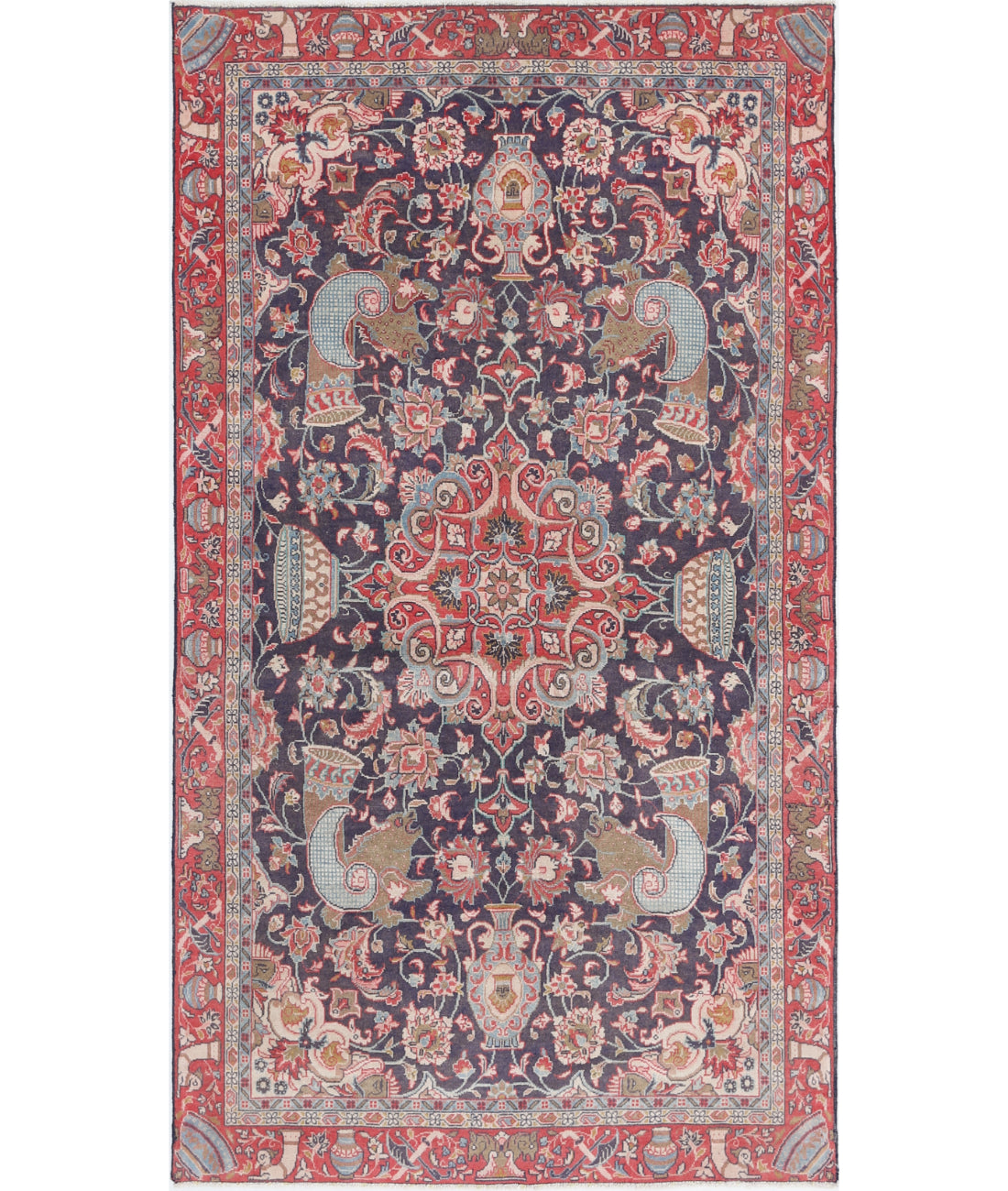 Hand Knotted Oriental Tabriz Wool Rug - 3'3'' x 6'10''