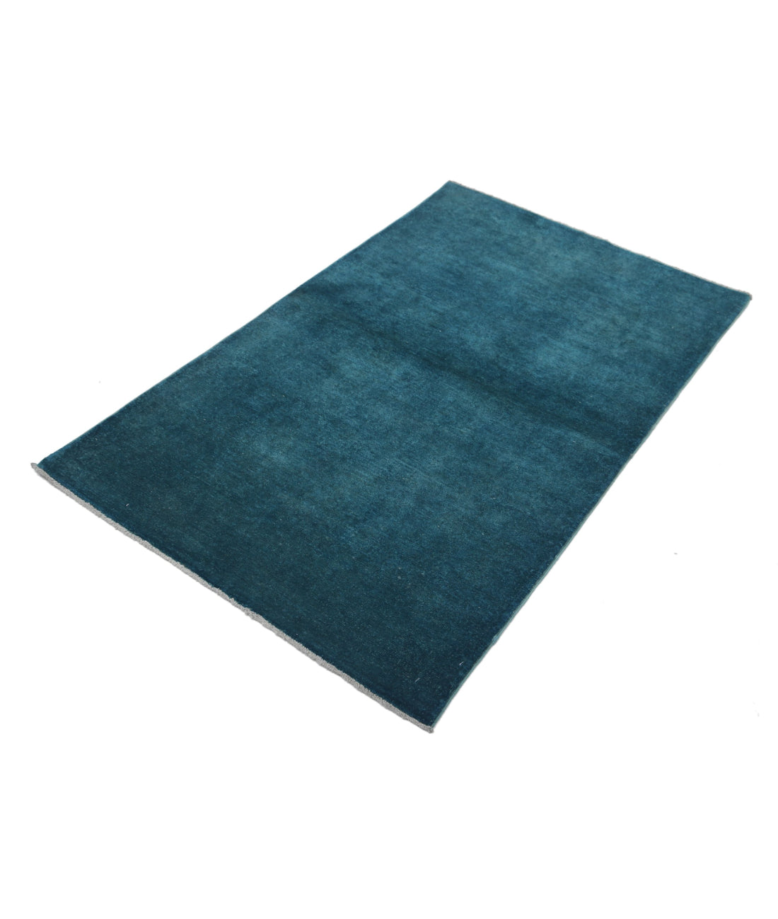 Hand Knotted Overdye Wool Rug - 3'0'' x 4'11'' 3'0'' x 4'11'' (90 X 148) / Teal / Teal