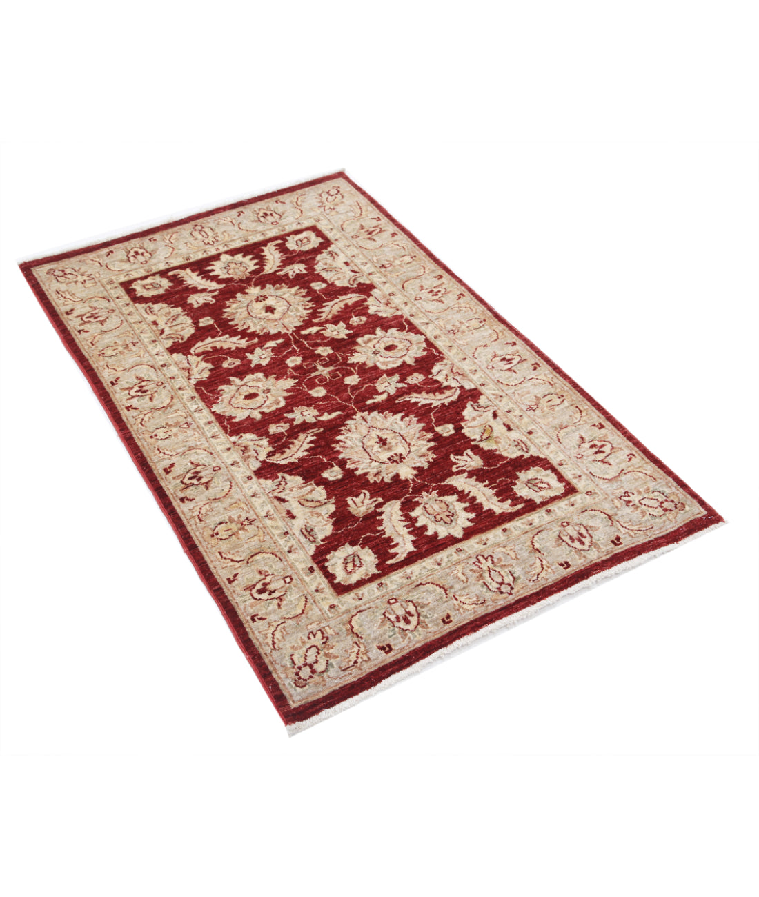 Hand Knotted Ziegler Farhan Wool Rug - 3'0'' x 4'7'' 3'0'' x 4'7'' (90 X 138) / Red / Ivory