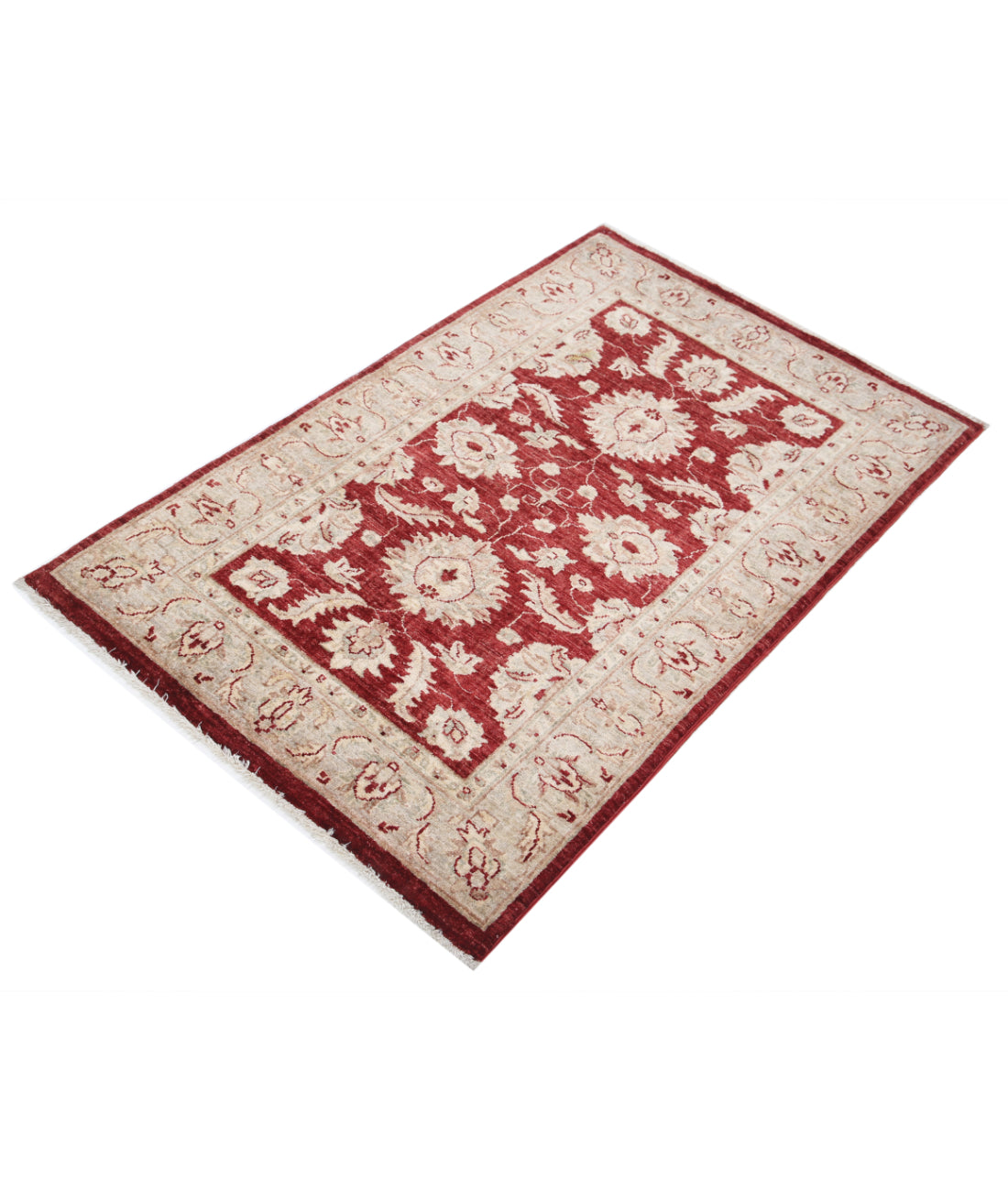 Hand Knotted Ziegler Farhan Wool Rug - 3'0'' x 4'7'' 3'0'' x 4'7'' (90 X 138) / Red / Ivory