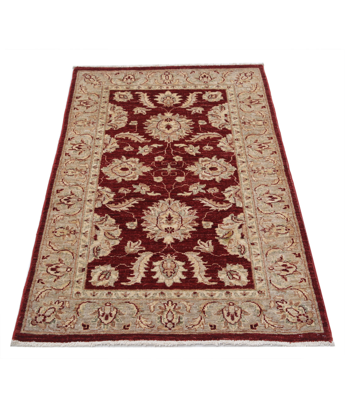 Hand Knotted Ziegler Farhan Wool Rug - 3'0'' x 4'7'' 3'0'' x 4'7'' (90 X 138) / Red / Ivory
