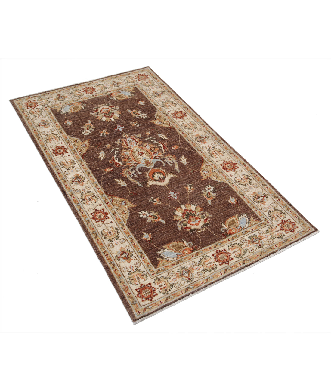 Hand Knotted Ziegler Farhan Wool Rug - 2'10'' x 4'9'' 2'10'' x 4'9'' (85 X 143) / Brown / Ivory