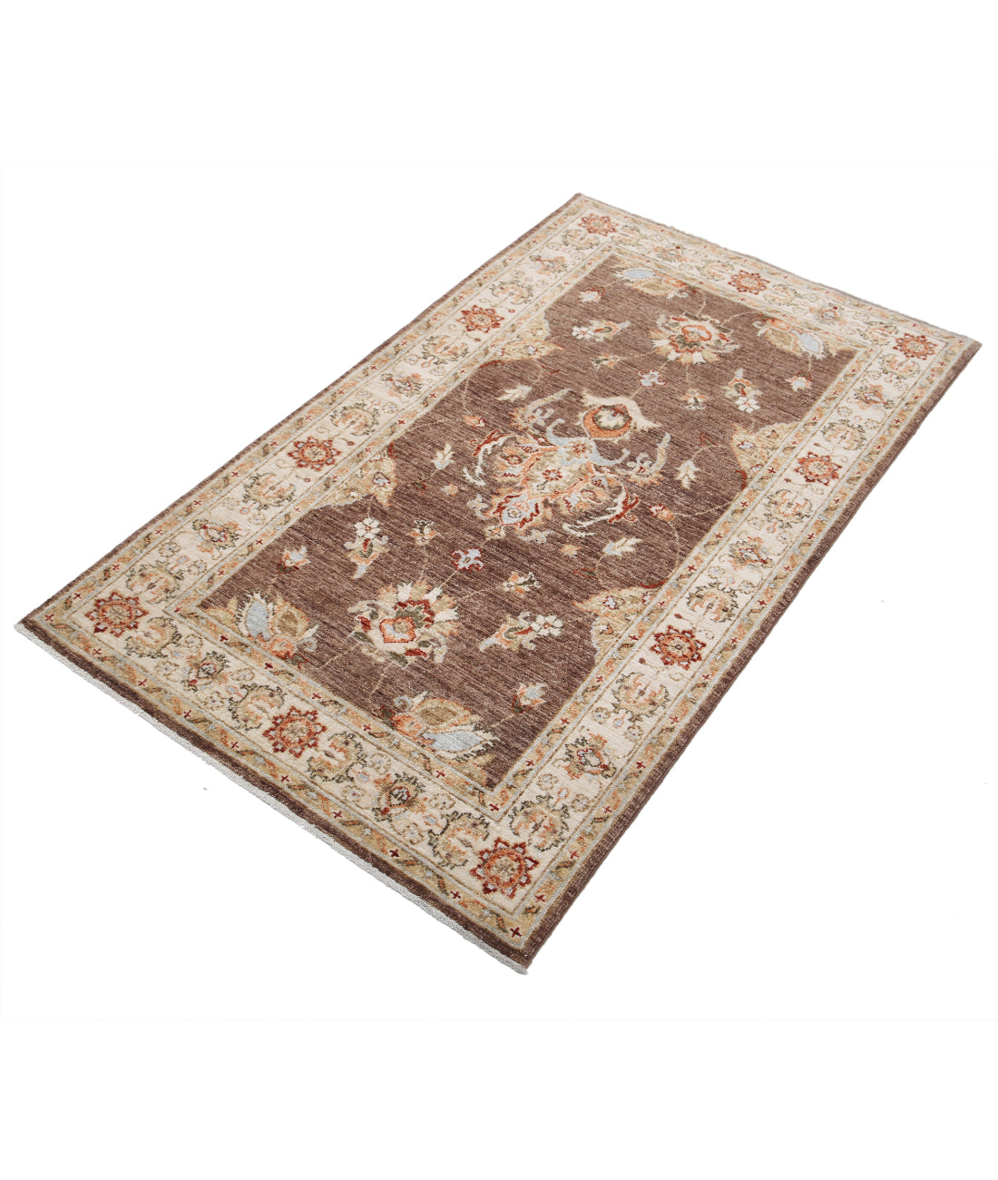 Hand Knotted Ziegler Farhan Wool Rug - 2'10'' x 4'9'' 2'10'' x 4'9'' (85 X 143) / Brown / Ivory