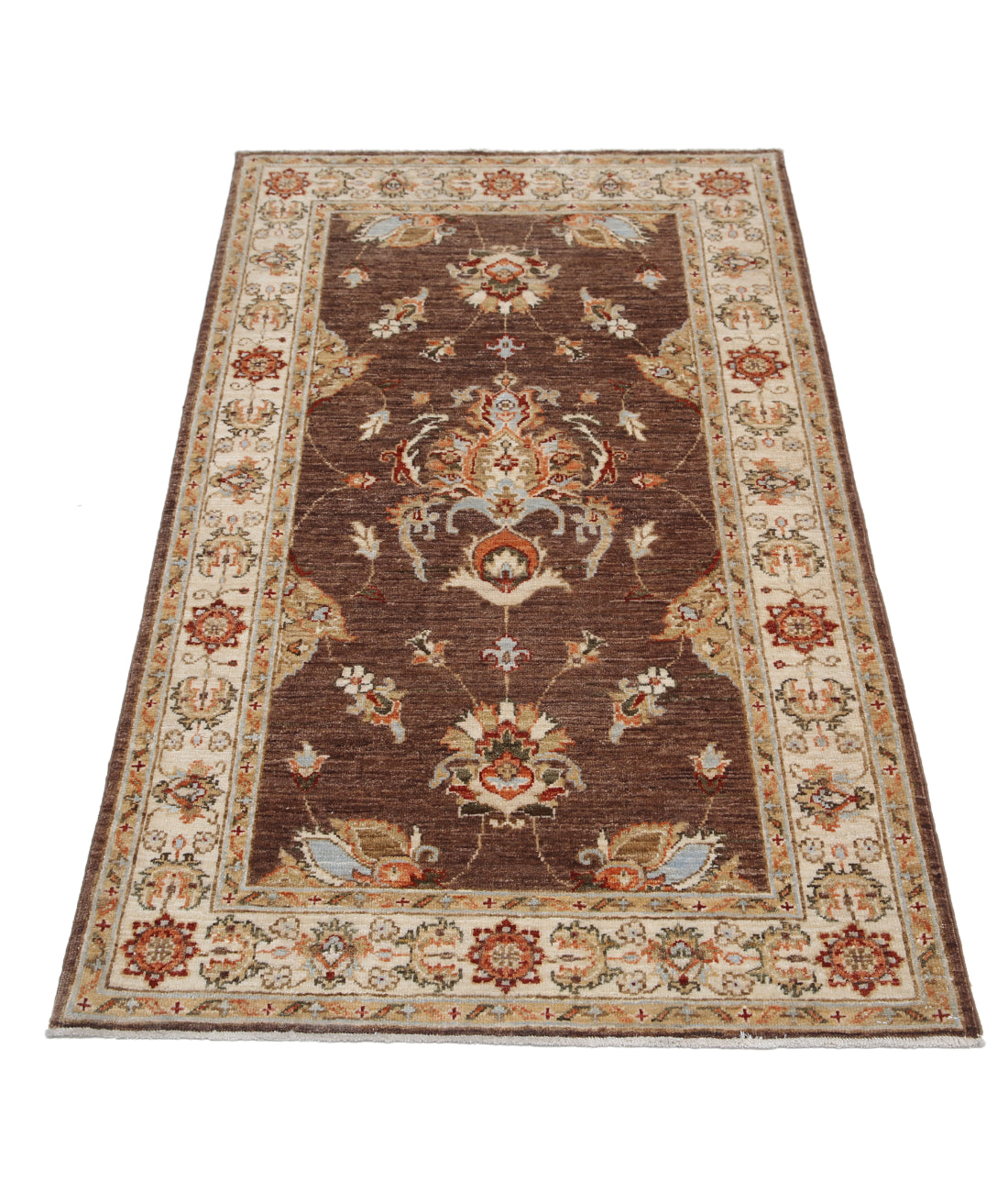 Hand Knotted Ziegler Farhan Wool Rug - 2'10'' x 4'9'' 2'10'' x 4'9'' (85 X 143) / Brown / Ivory