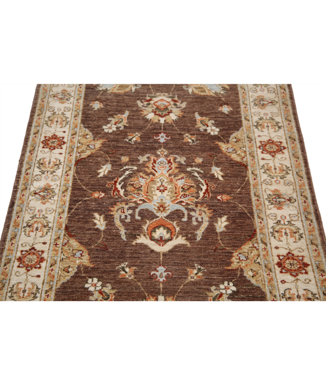 Hand Knotted Ziegler Farhan Wool Rug - 2'10'' x 4'9'' 2'10'' x 4'9'' (85 X 143) / Brown / Ivory