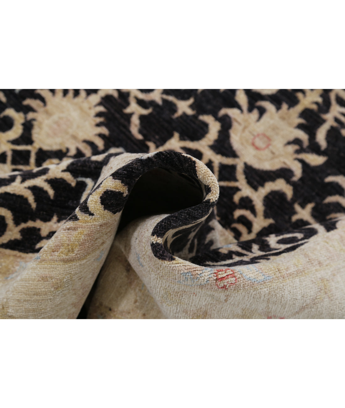 Hand Knotted Ziegler Farhan Wool Rug - 5'6'' x 8'0'' 5'6'' x 8'0'' (165 X 240) / Black / Ivory