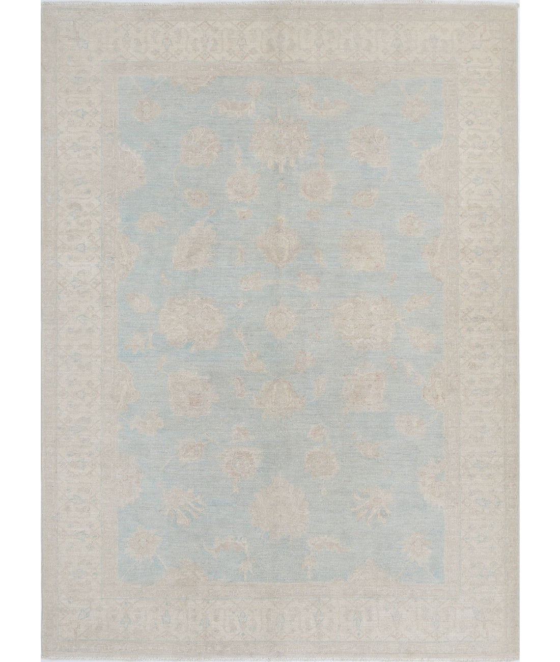 Hand Knotted Serenity Wool Rug - 5'6'' x 7'6'' 5'6'' x 7'6'' (165 X 225) / Blue / Ivory
