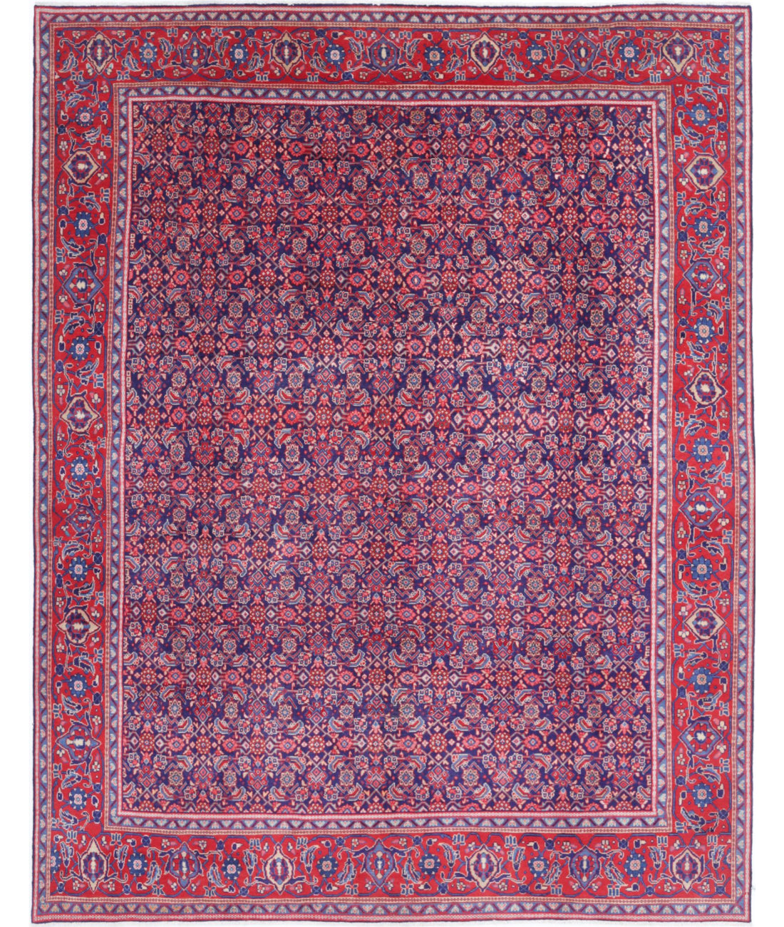 Hand Knotted Persian Tabriz Wool Rug - 9'7'' x 12'7'' 9'7'' x 12'7'' (288 X 378) / Blue / Red