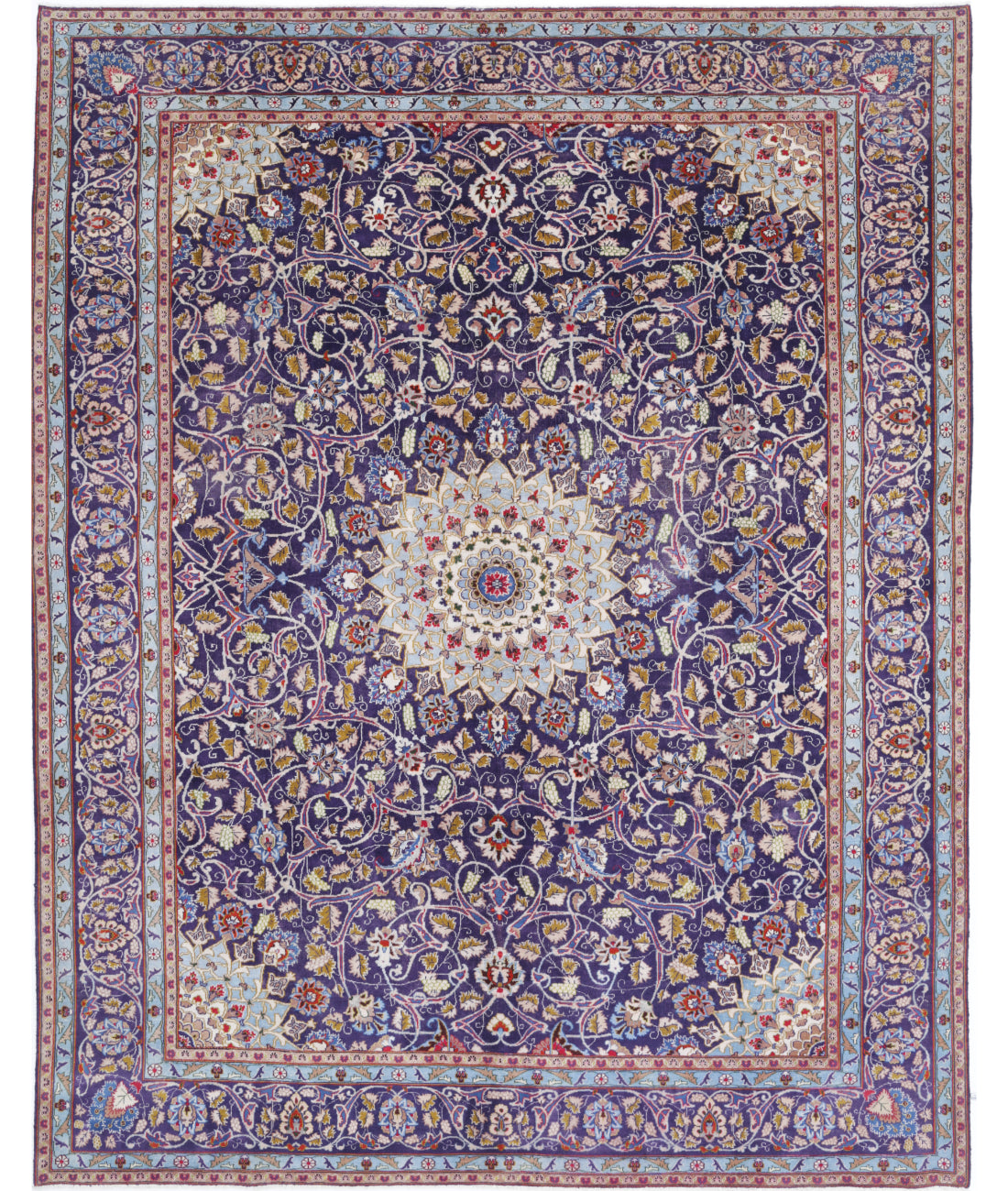 Hand Knotted Persian Kashan Wool Rug - 9&#39;8&#39;&#39; x 12&#39;4&#39;&#39; 9&#39;8&#39;&#39; x 12&#39;4&#39;&#39; (290 X 370) / Blue / Blue