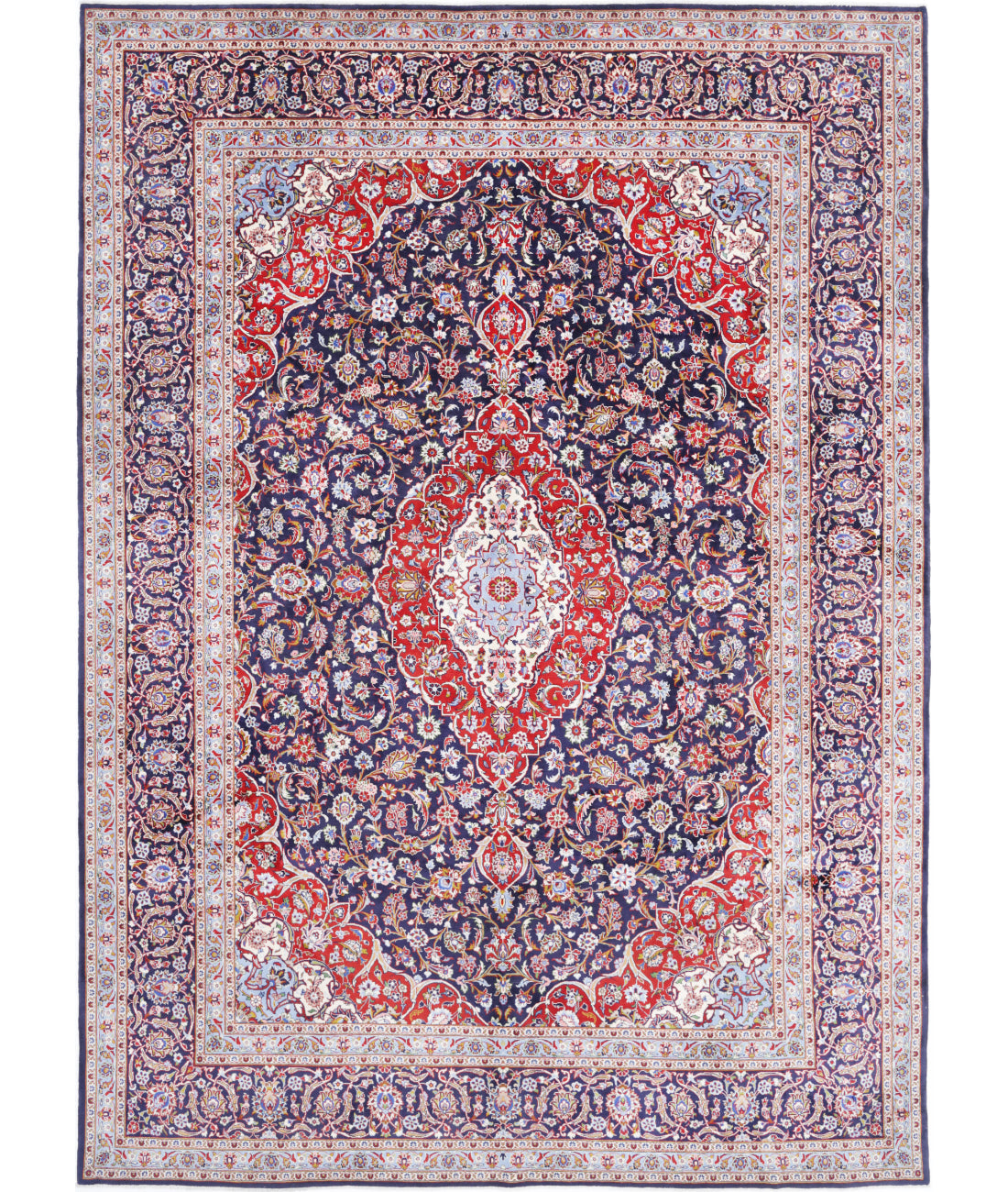Hand Knotted Oriental Kashan Wool Rug - 9'9'' x 13'8''
