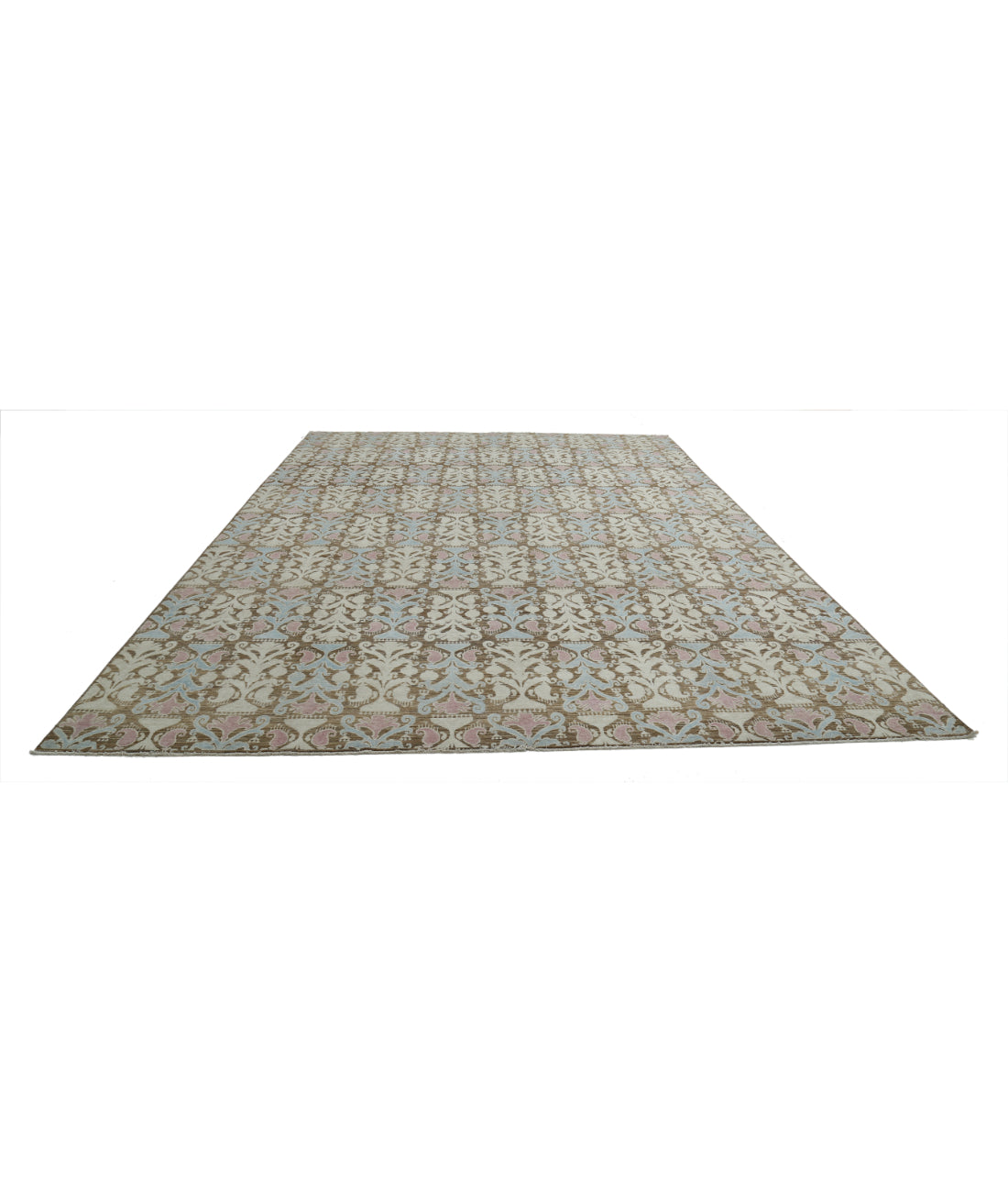 Hand Knotted Ikat Wool Rug - 9'9'' x 13'6'' 9'9'' x 13'6'' (293 X 405) / Brown / Ivory