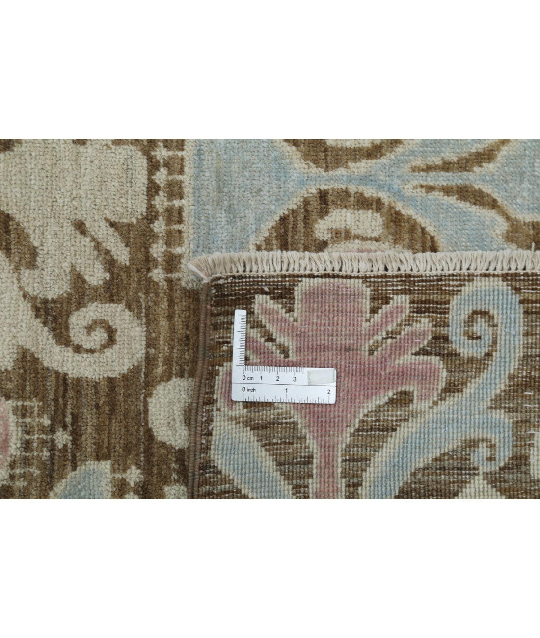 Hand Knotted Ikat Wool Rug - 9'9'' x 13'6'' 9'9'' x 13'6'' (293 X 405) / Brown / Ivory