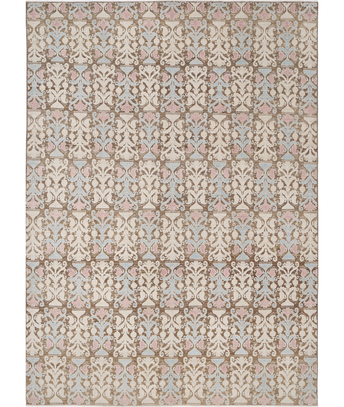 Hand Knotted Ikat Wool Rug - 9'9'' x 13'6''