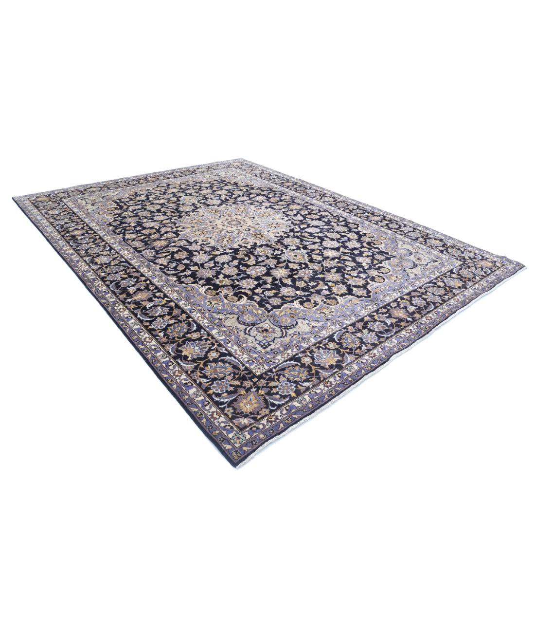 Hand Knotted Persian Kashan Wool Rug - 9'7'' x 12'8'' 9'7'' x 12'8'' (288 X 380) / Black / Black