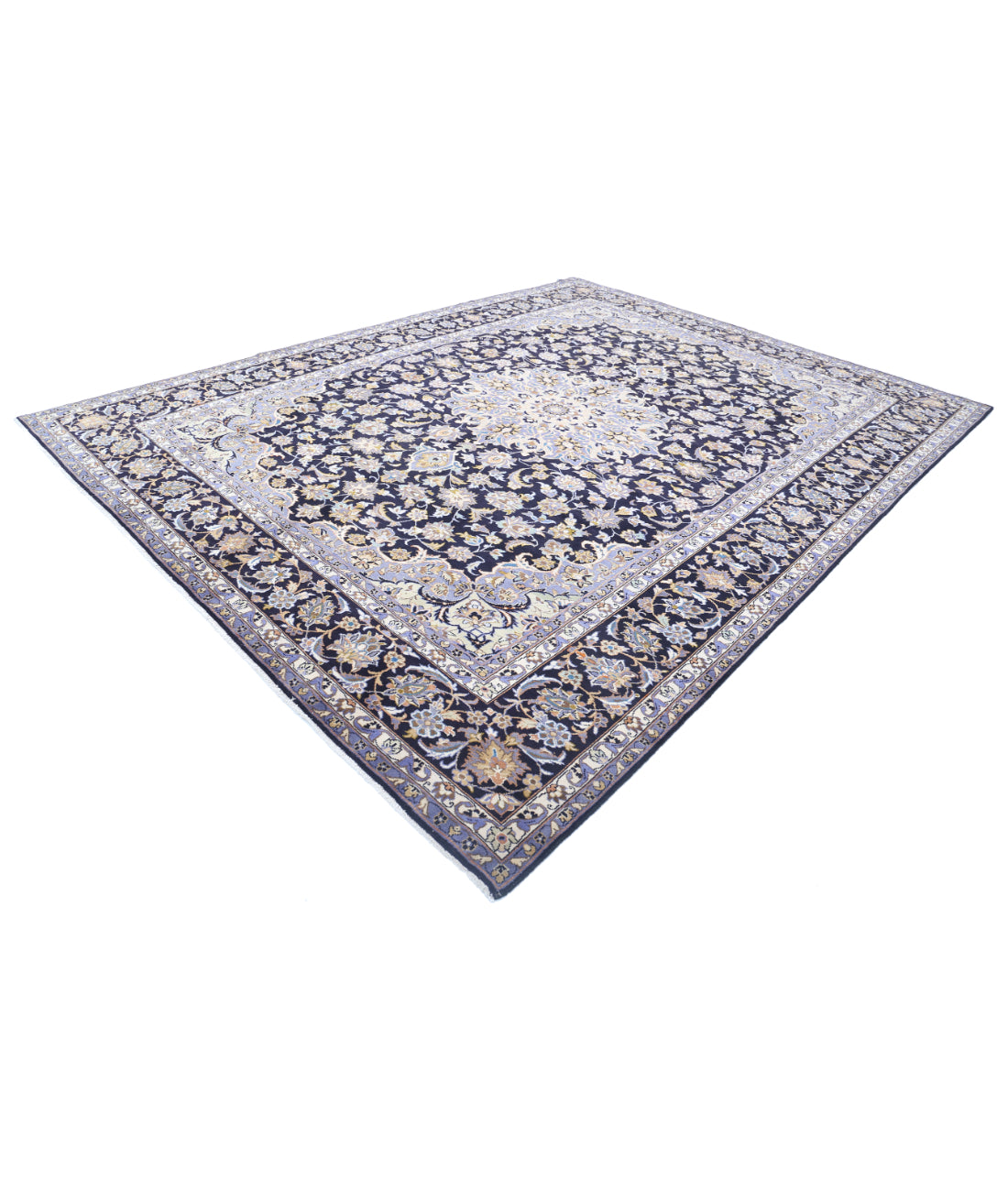 Hand Knotted Persian Kashan Wool Rug - 9'7'' x 12'8'' 9'7'' x 12'8'' (288 X 380) / Black / Black