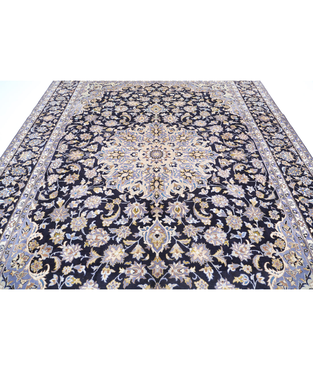 Hand Knotted Persian Kashan Wool Rug - 9'7'' x 12'8'' 9'7'' x 12'8'' (288 X 380) / Black / Black