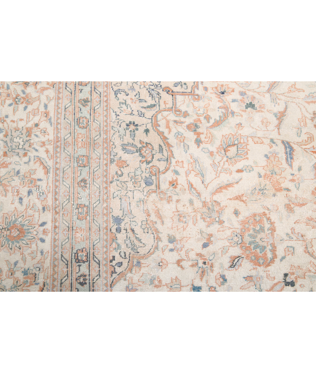 Hand Knotted Vintage Persian Kashan Wool Rug - 9'6'' x 13'2'' 9'6'' x 13'2'' (285 X 395) / Ivory / Ivory