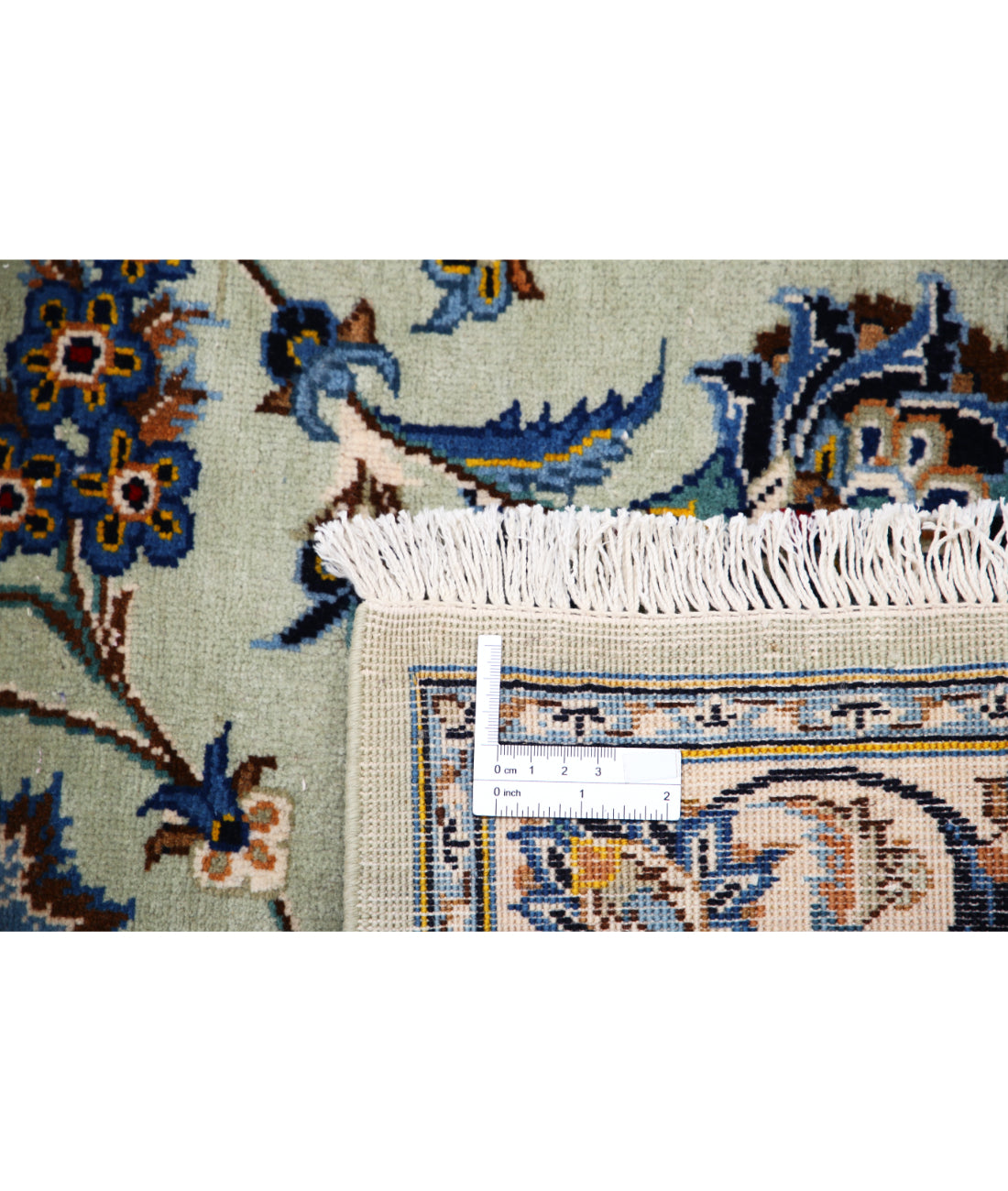 Hand Knotted Persian Kashan Wool Rug - 9'11'' x 11'6'' 9'11'' x 11'6'' (298 X 345) / Green / Blue