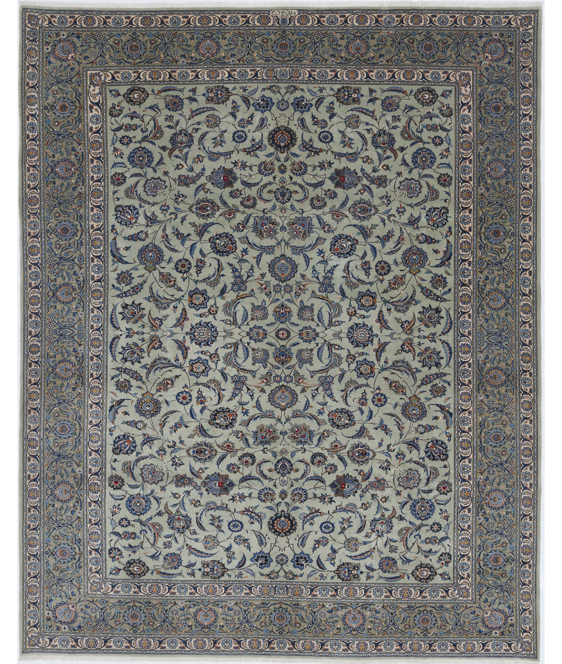 Hand Knotted Persian Kashan Wool Rug - 9&#39;11&#39;&#39; x 11&#39;6&#39;&#39; 9&#39;11&#39;&#39; x 11&#39;6&#39;&#39; (298 X 345) / Green / Blue