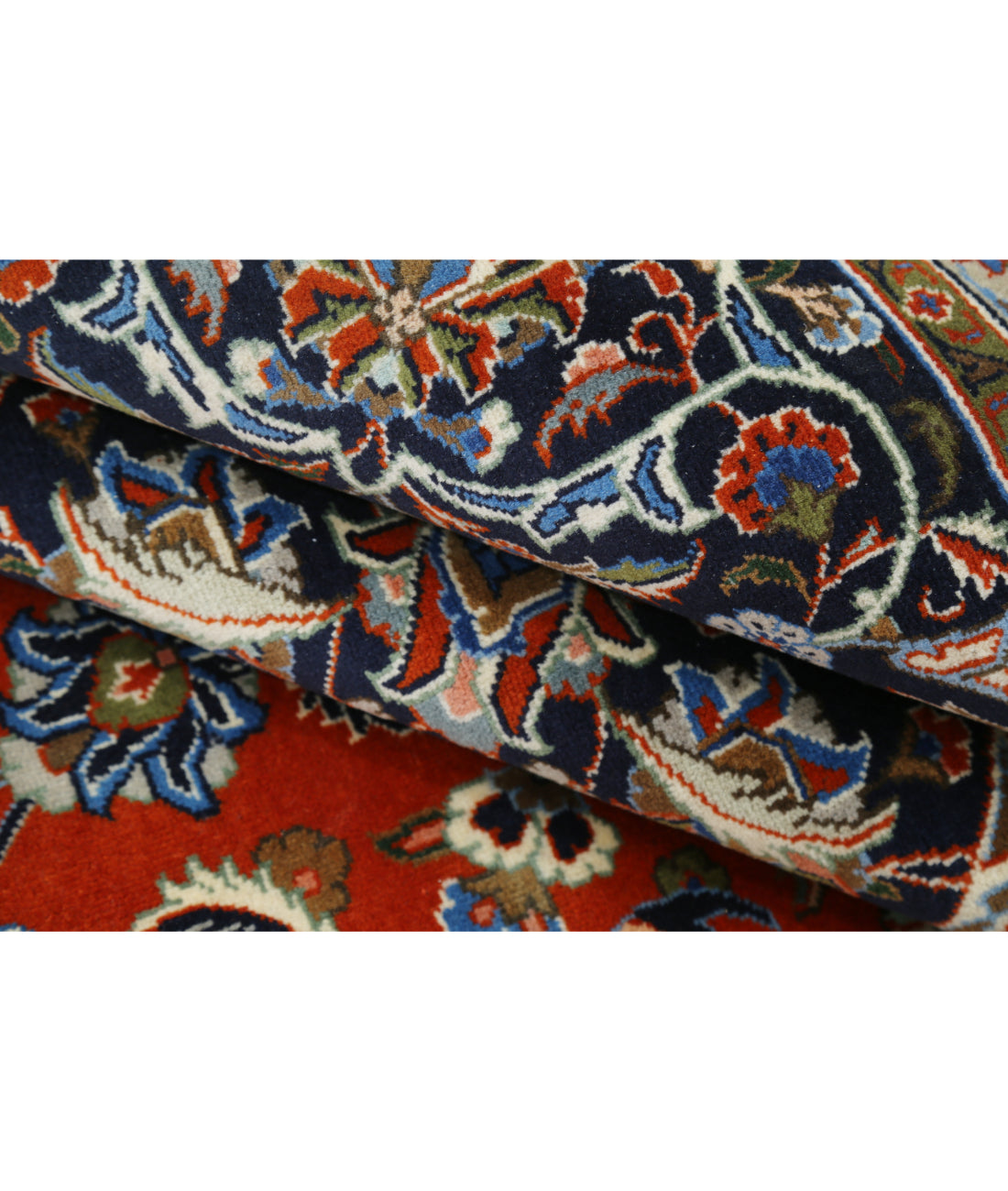 Hand Knotted Persian Tabriz Wool Rug - 9'8'' x 12'10'' 9'8'' x 12'10'' (290 X 385) / Rust / Blue