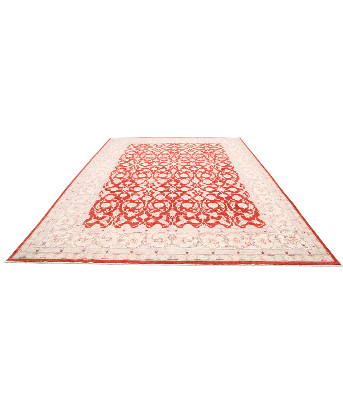 Hand Knotted Ziegler Tabriz Wool Rug - 9'11'' x 13'7'' 9'11'' x 13'7'' (298 X 408) / Red / Ivory