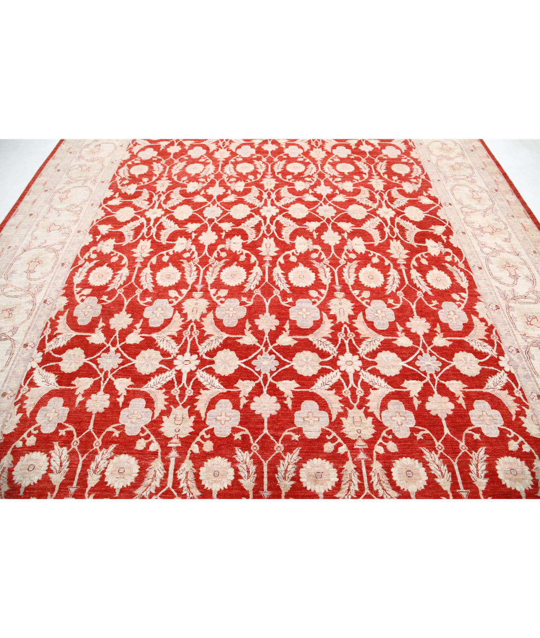 Hand Knotted Ziegler Tabriz Wool Rug - 9'11'' x 13'7'' 9'11'' x 13'7'' (298 X 408) / Red / Ivory