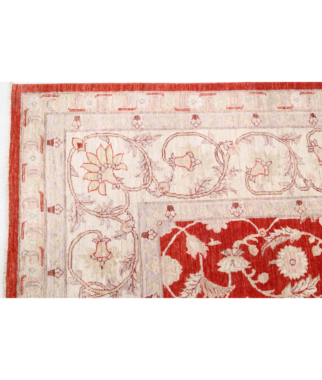 Hand Knotted Ziegler Tabriz Wool Rug - 9'11'' x 13'7'' 9'11'' x 13'7'' (298 X 408) / Red / Ivory