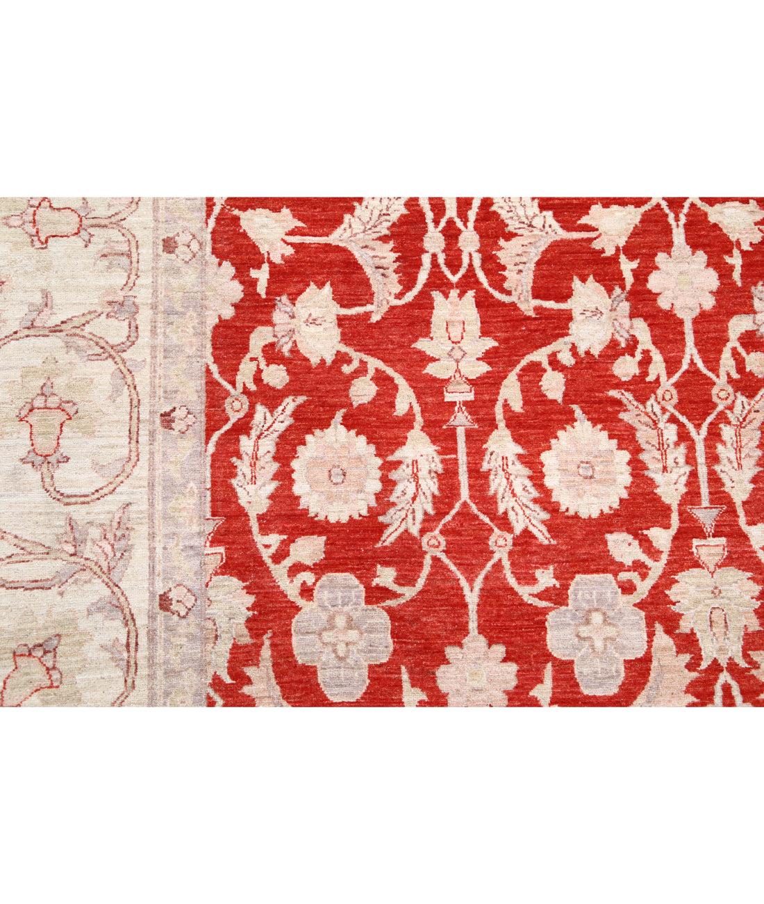 Hand Knotted Ziegler Tabriz Wool Rug - 9'11'' x 13'7'' 9'11'' x 13'7'' (298 X 408) / Red / Ivory