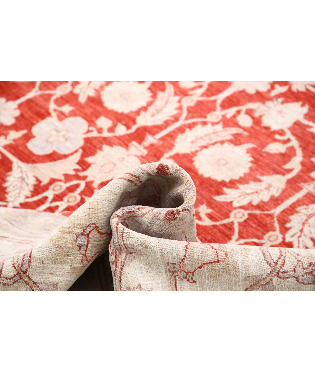 Hand Knotted Ziegler Tabriz Wool Rug - 9'11'' x 13'7'' 9'11'' x 13'7'' (298 X 408) / Red / Ivory