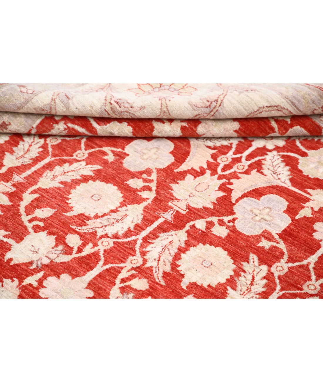 Hand Knotted Ziegler Tabriz Wool Rug - 9'11'' x 13'7'' 9'11'' x 13'7'' (298 X 408) / Red / Ivory