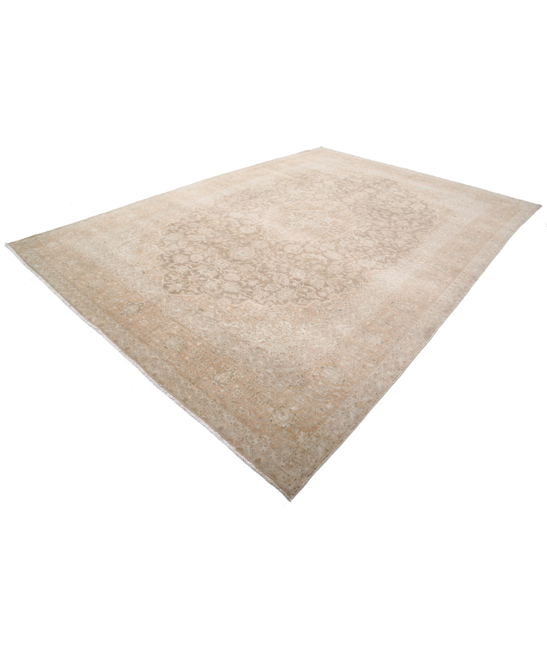 Hand Knotted Vintage Persian Kashan Wool Rug - 9'5'' x 13'3'' 9'5'' x 13'3'' (283 X 398) / Brown / Red