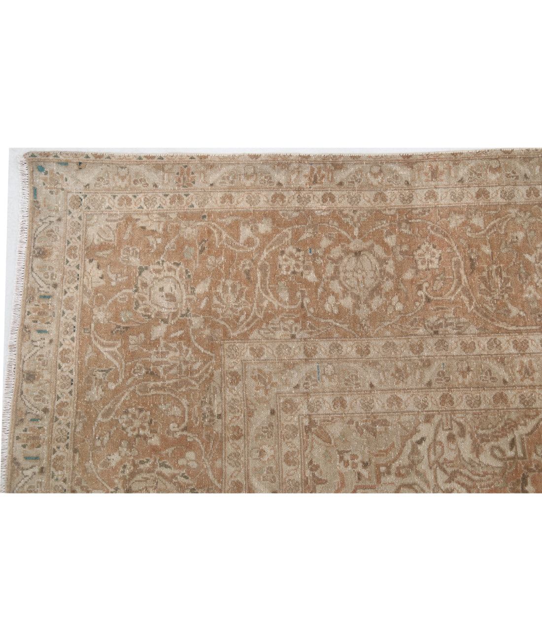 Hand Knotted Vintage Persian Kashan Wool Rug - 9'5'' x 13'3'' 9'5'' x 13'3'' (283 X 398) / Brown / Red