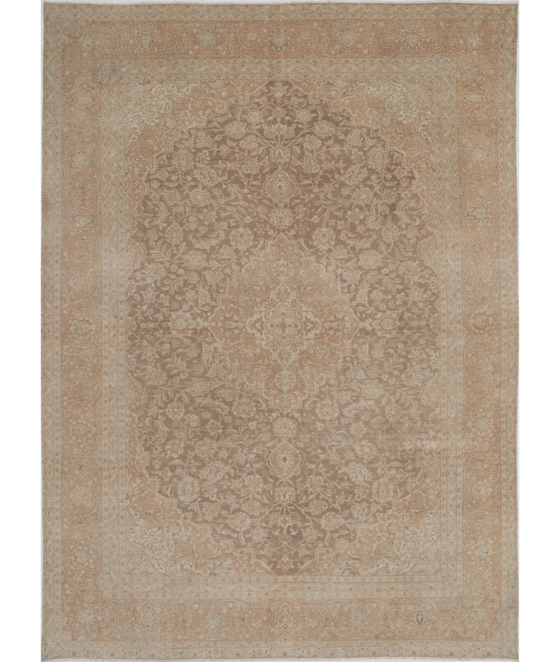 Hand Knotted Vintage Persian Kashan Wool Rug - 9&#39;5&#39;&#39; x 13&#39;3&#39;&#39; 9&#39;5&#39;&#39; x 13&#39;3&#39;&#39; (283 X 398) / Brown / Red