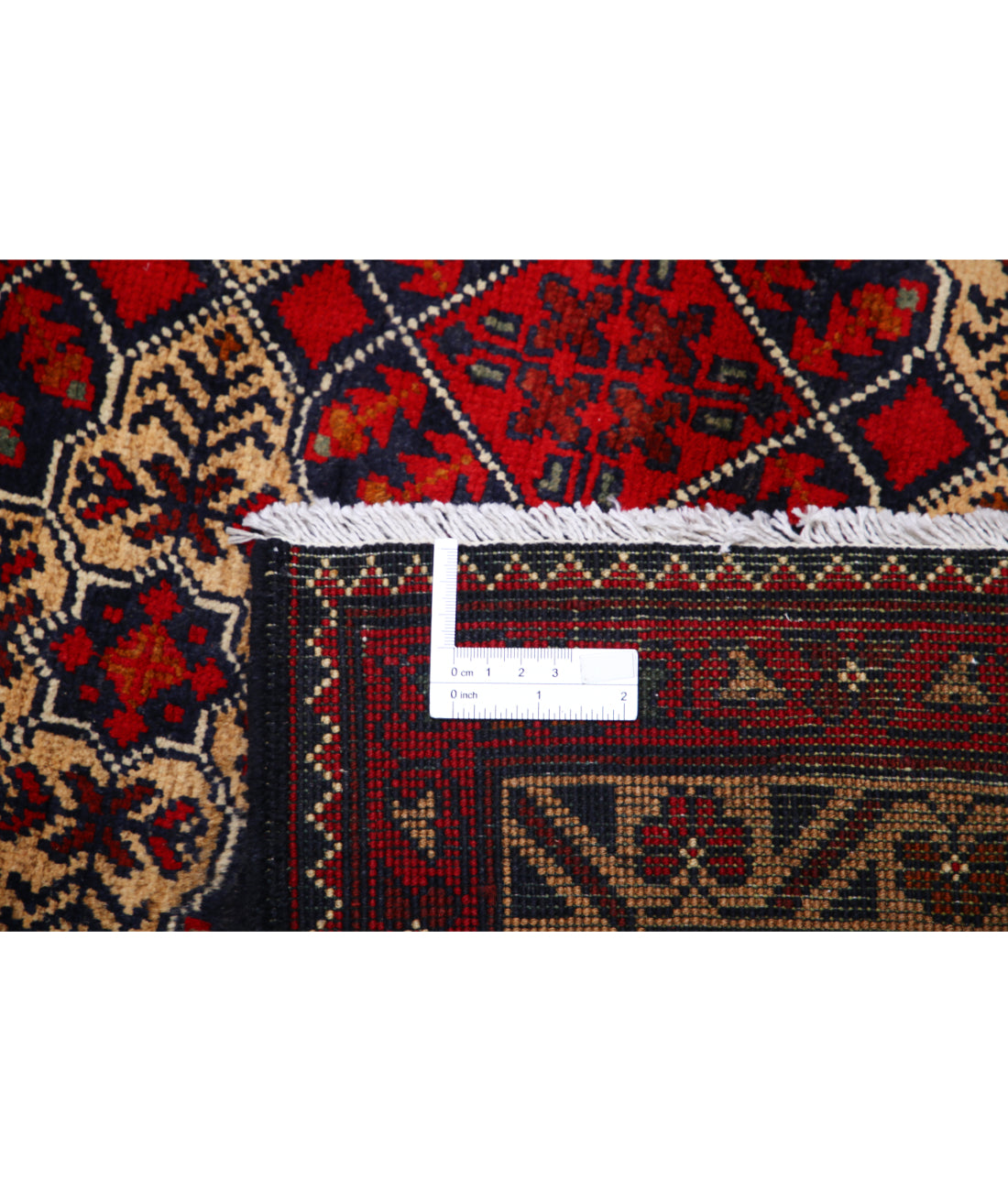 Hand Knotted Afghan Khamyab Wool Rug - 9'10'' x 12'5'' 9'10'' x 12'5'' (295 X 373) / Blue / Red