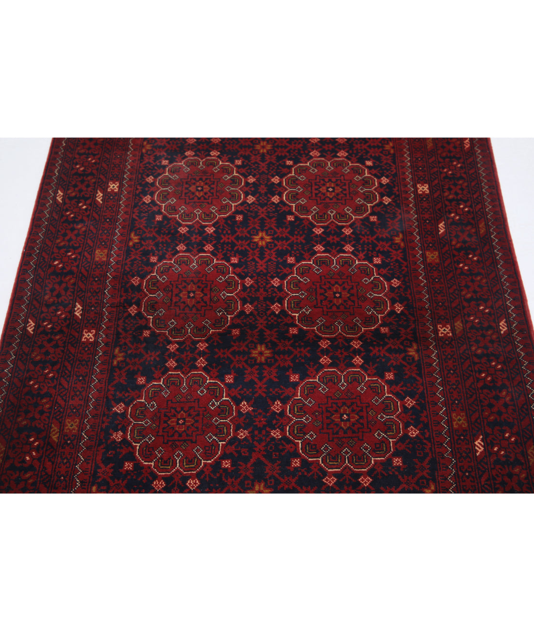Hand Knotted Afghan Khamyab Wool Rug - 3'4'' x 6'2'' 3'4'' x 6'2'' (100 X 185) / Red / Blue