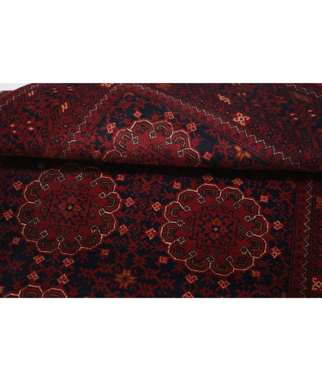 Hand Knotted Afghan Khamyab Wool Rug - 3'4'' x 6'2'' 3'4'' x 6'2'' (100 X 185) / Red / Blue