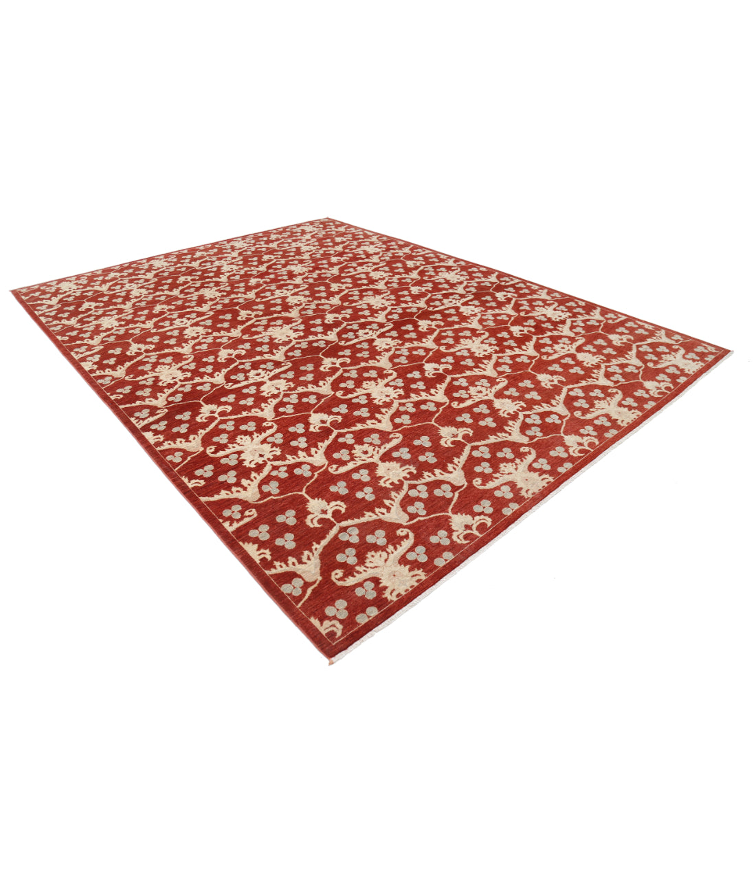Hand Knotted Artemix Wool Rug - 9'4'' x 12'1'' 9'4'' x 12'1'' (280 X 363) / Red / Grey