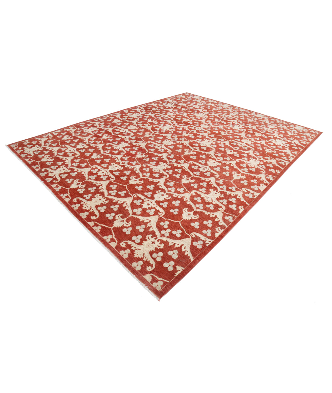 Hand Knotted Artemix Wool Rug - 9'4'' x 12'1'' 9'4'' x 12'1'' (280 X 363) / Red / Grey