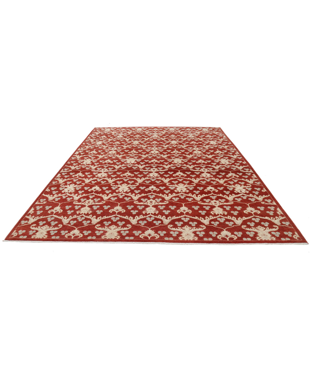 Hand Knotted Artemix Wool Rug - 9'4'' x 12'1'' 9'4'' x 12'1'' (280 X 363) / Red / Grey