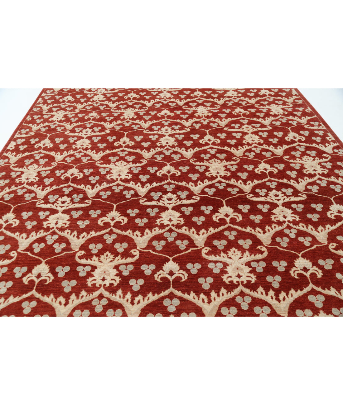 Hand Knotted Artemix Wool Rug - 9'4'' x 12'1'' 9'4'' x 12'1'' (280 X 363) / Red / Grey