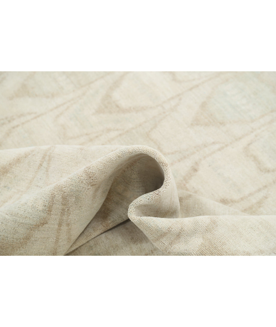 Hand Knotted Ikat Wool Rug - 7'9'' x 9'4'' 7'9'' x 9'4'' (233 X 280) / Ivory / Blue