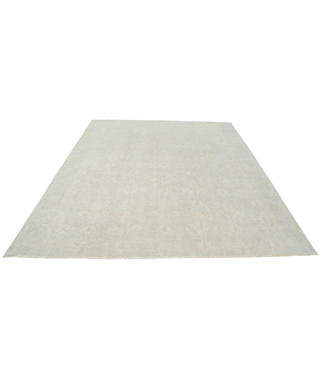 Hand Knotted Ikat Wool Rug - 8'0'' x 9'7'' 8'0'' x 9'7'' (240 X 288) / Ivory / Taupe