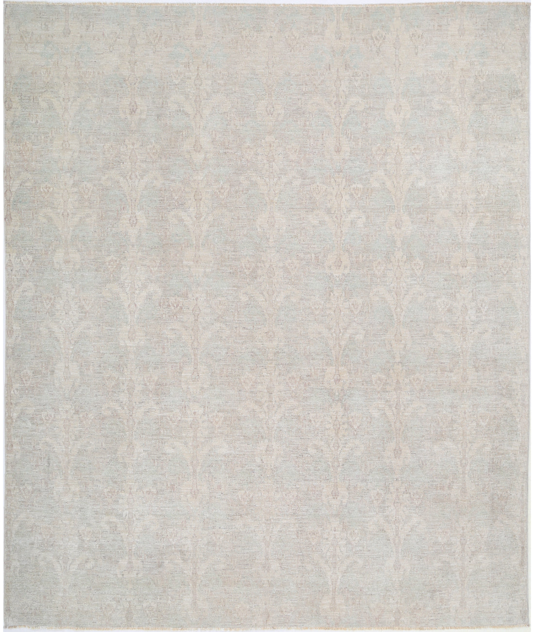 Hand Knotted Ikat Wool Rug - 8&#39;0&#39;&#39; x 9&#39;7&#39;&#39; 8&#39;0&#39;&#39; x 9&#39;7&#39;&#39; (240 X 288) / Ivory / Taupe
