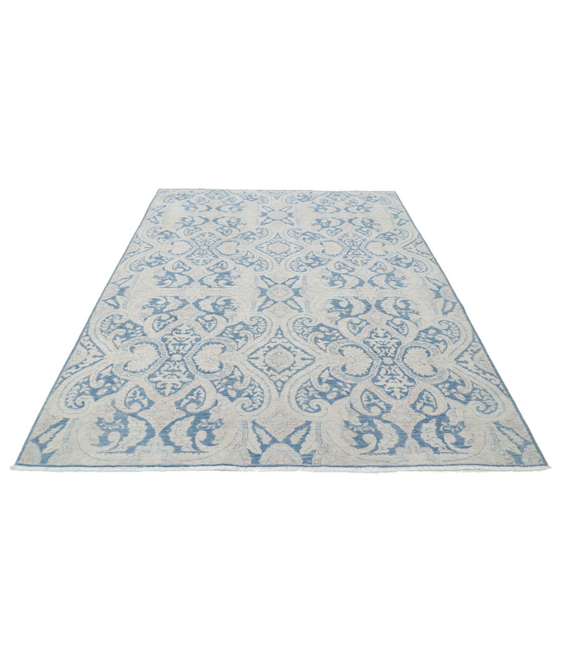 Hand Knotted Artemix Wool Rug - 6'0'' x 7'11'' 6'0'' x 7'11'' (180 X 238) / Blue / Ivory