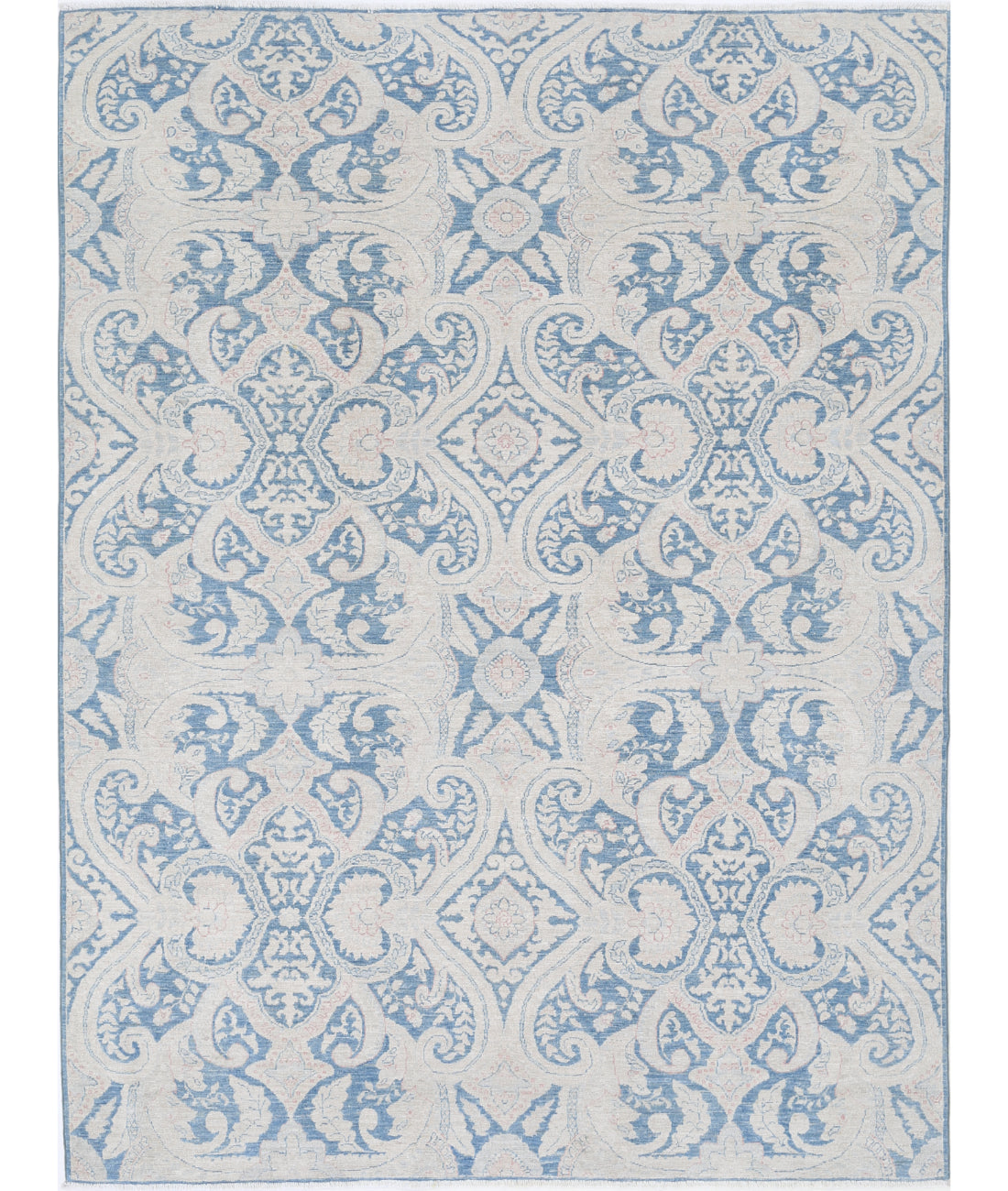 Hand Knotted Artemix Wool Rug - 6'0'' x 7'11'' 6'0'' x 7'11'' (180 X 238) / Blue / Ivory