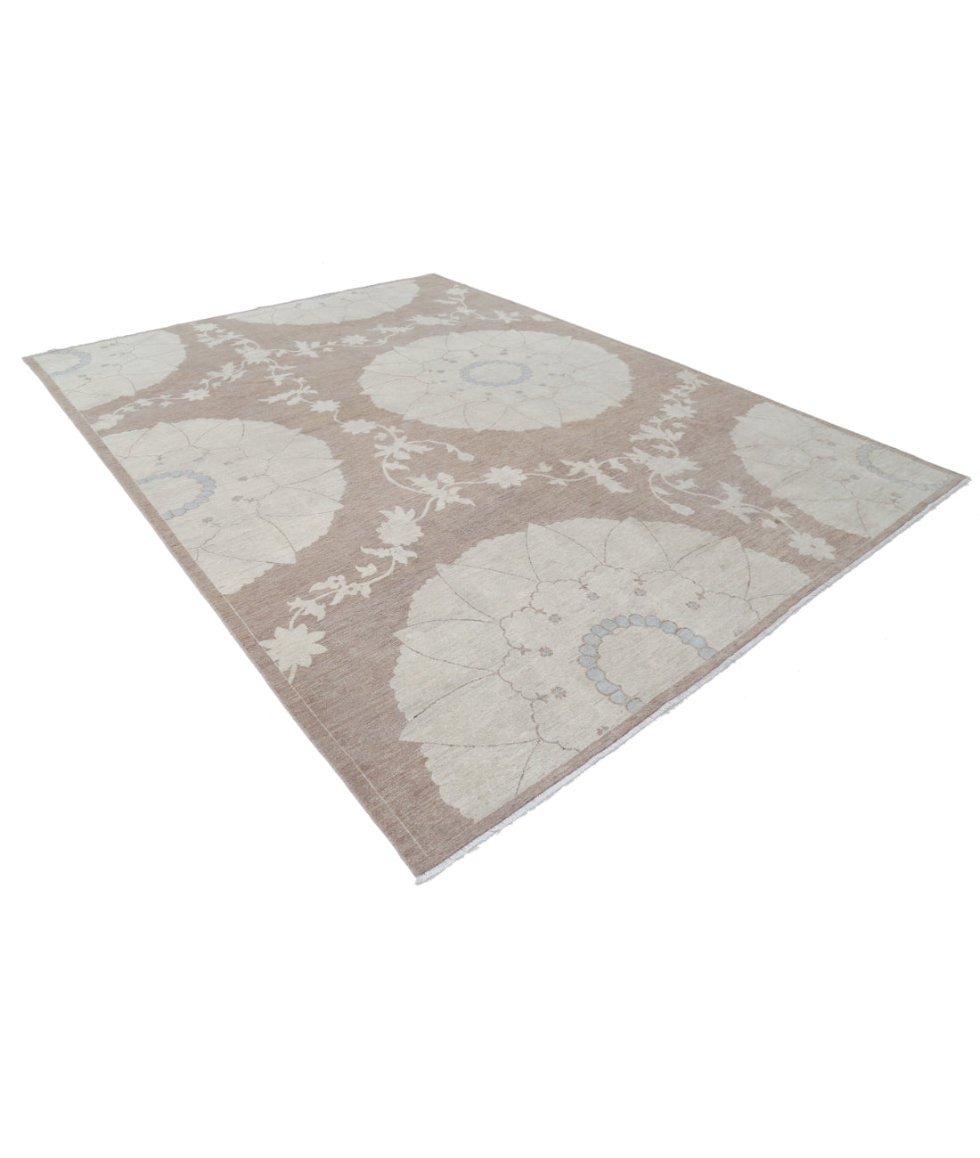 Hand Knotted Artemix Wool Rug - 8'10'' x 11'9'' 8'10'' x 11'9'' (265 X 353) / Taupe / Ivory
