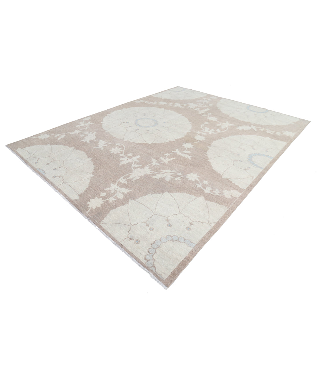 Hand Knotted Artemix Wool Rug - 8'10'' x 11'9'' 8'10'' x 11'9'' (265 X 353) / Taupe / Ivory