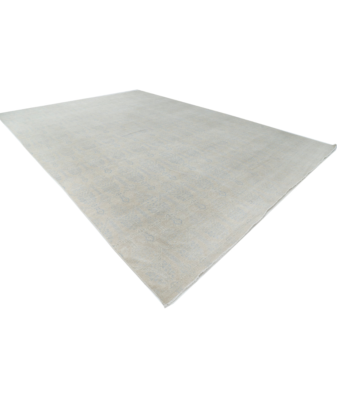 Hand Knotted Fine Artemix Wool Rug - 12'5'' x 17'8'' 12'5'' x 17'8'' (373 X 530) / Beige / Blue