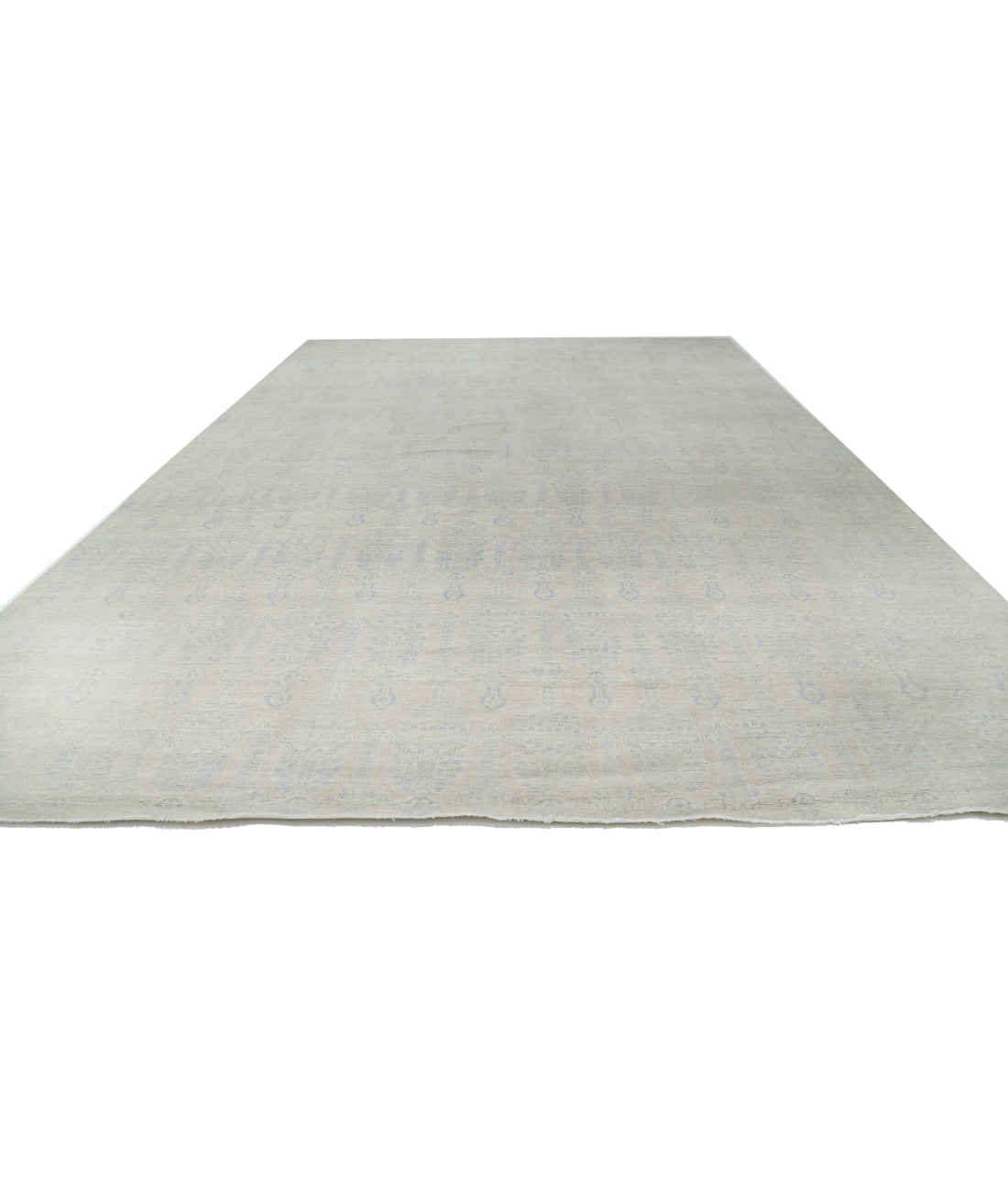 Hand Knotted Fine Artemix Wool Rug - 12'5'' x 17'8'' 12'5'' x 17'8'' (373 X 530) / Beige / Blue