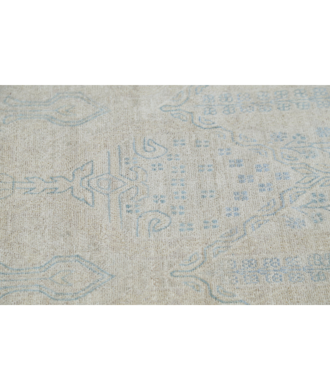 Hand Knotted Fine Artemix Wool Rug - 12'5'' x 17'8'' 12'5'' x 17'8'' (373 X 530) / Beige / Blue